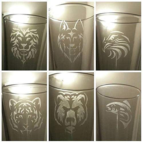 Wildlife Collection Beer Glasses, Etched Pint Glass Handmade Products