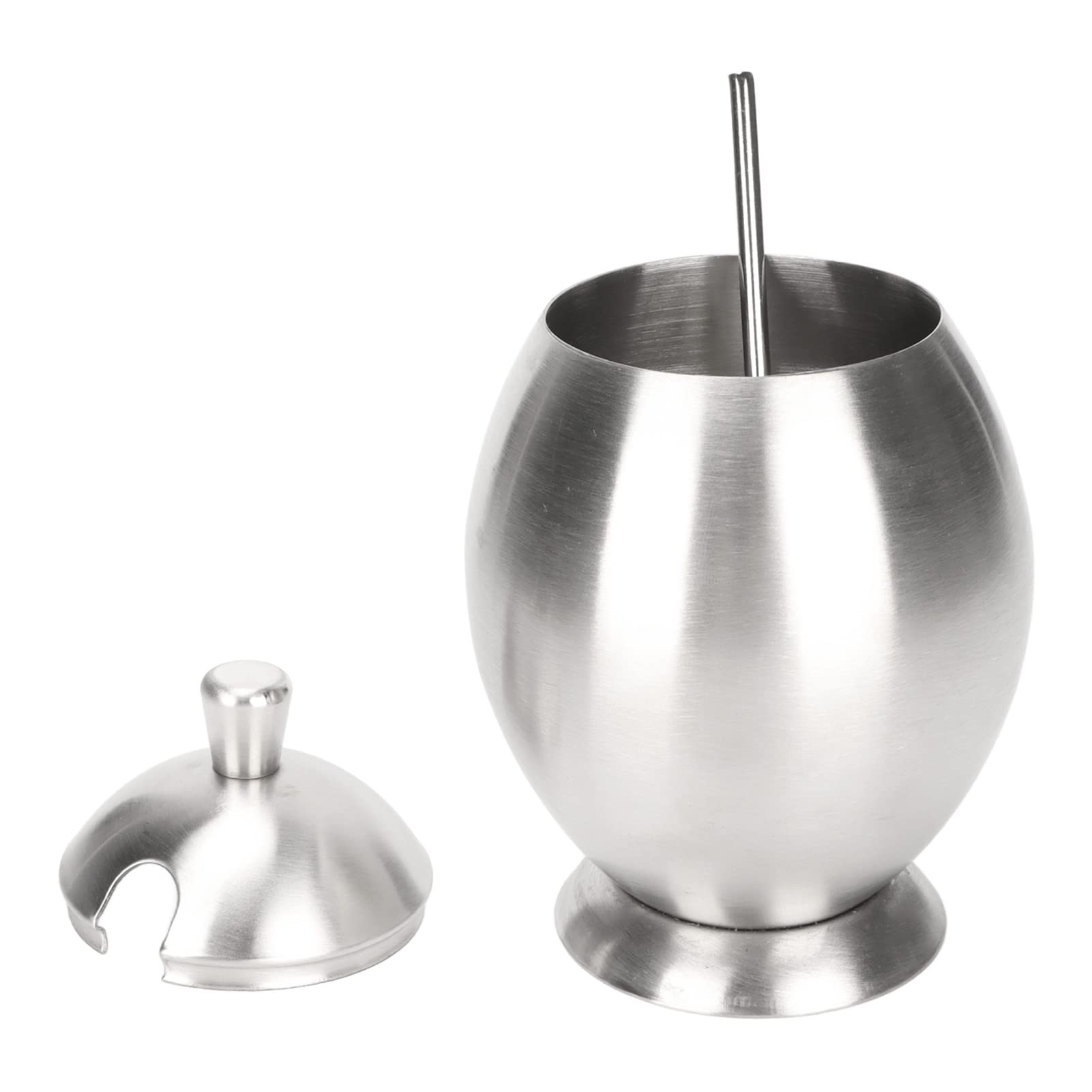 Stainless Steel Sugar Pot Seasoning Jar,Condiment Container Seasoning Box,Sugar Bowl with Lid and Spoon,for Spice Salt Condiment for Home Kitchen Camping Barbucue 215g/7.6oz, Egg Shaped Condiment