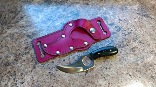 Knife and Leather Sheath Combo Deal - Fixed Blade 3.5" Stainless Steel Short Skinning Hunting Knife Concealed Carry Scout Carry Quickdraw Sheath