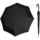 Knirps T.760 Stick Automatic Auto Open Rain Umbrella With Curved Handle - Windproof Travel Cane With Automatic Open Button - For Adults - 107cm Diameter