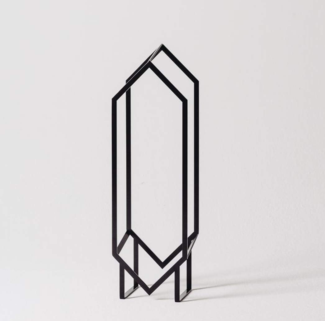 Modern Vinyl Records Storage, Black Metal Powder Coated Rack - Display Shelf and Media Holder for LP Albums - Premium, Geometric Record Decor and Organizer, Holds Up to 20 Vinyls