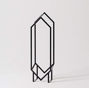 Modern Vinyl Records Storage, Black Metal Powder Coated Rack - Display Shelf and Media Holder for LP Albums - Premium, Geometric Record Decor and Organizer, Holds Up to 20 Vinyls