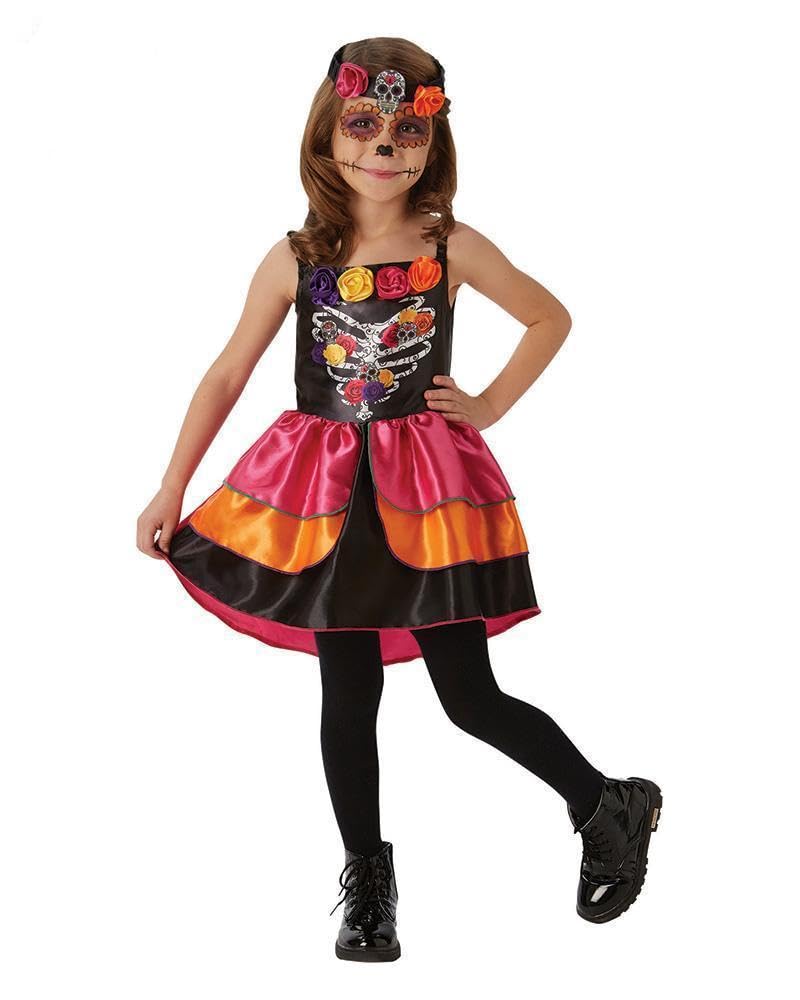 Rubies Official Sugar Skull Day of the Dead Halloween Girls Costume, Childs Size Large 7-8 Years