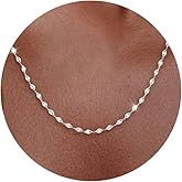 Carffordo 925 Sterling Silver Chain Necklace Link Chain Necklace for Women Simple Dainty 16K Gold Plated Necklace for Women Minimalist Waterproof Silver Necklace Trendy Jewelry Gifts