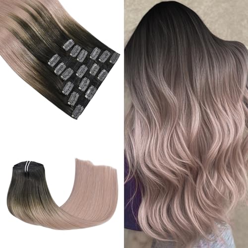 Honsoo Clip-in Hair Extensions Dark Brown to Pink