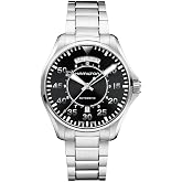 Hamilton Khaki Aviation Automatic Men's Watch, 42mm Stainless Steel Case | Swiss Made, Black Dial Analog Watch, Water Resistance 100m, Sapphire Crystal, Stainless Steel Strap