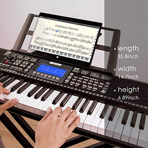 Mugig MKB-8891 61-key Keyboard Piano, Portable Electric Keyboard Piano with Sheet Music Stand, 3 Intelligent Education Teaching Mode, Dual Power Supply - Thumbnail 5