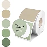 FYSUIMU Sage Green Direct Thermal Labels 5 Colors One Lucky Duck Round Self-Adhesive Printer Decals 2 Inch Thermal Label Stickers for Candle Baking Mallard Duck Party DIY Name Tag Logo Design, 500 Pcs