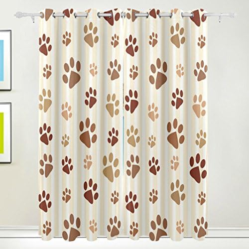 THENAHOME Curtains Drapes Panels Darkening Blackout Grommet Room Divider for Patio Window Sliding Glass Door with Dog Cat Paw Print (55x84 Inches,2 Panels)