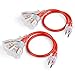 SIMBR 2 Pack 2 FT Extension Cord Heavy Duty Outdoor 14/3 with Triple Outlets, Lighted 14 Gauge, 3 Prong, 15 Amps, UL Listed (2 Pack 2 FT)