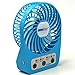 innobay Handy Portable Rechargeable Fan Operated by Built-in Lithium Battery, 7 blades, 4 Speeds of Air Force Adjustable, Timing Function and Battery Status Visible, Perfect Gift for Kids (Blue)