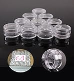 Beauticom 50 PCS 3G (3 Gram or 3 ML) High Quality Round CLEAR Screw Cap Lid with Clear Base empty Plastic Container Jars for Cosmetic Cream Pot Makeup Eye Shadow Nails Powder Jewelry (Quantity: 50 Pieces)
