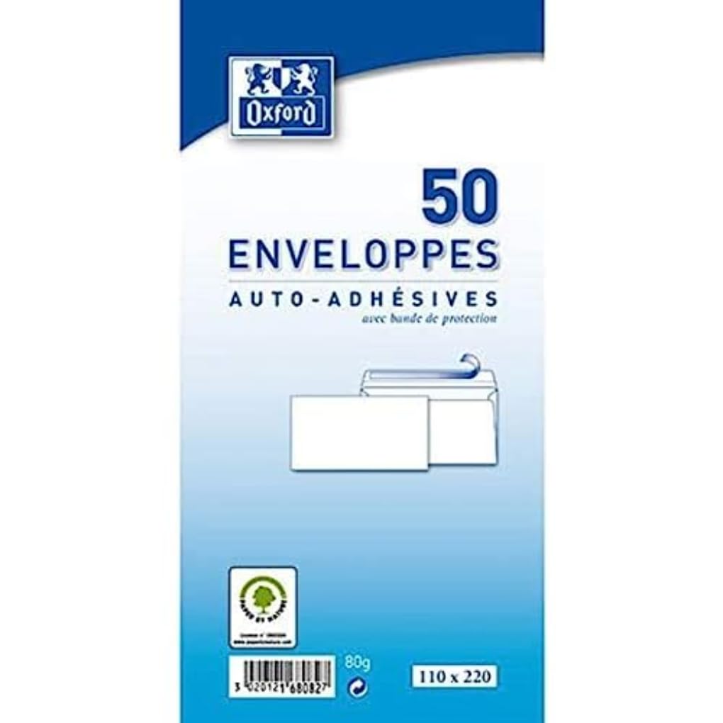 Oxford Vellum DL envelopes Without Windows, White/HK 110X220 White