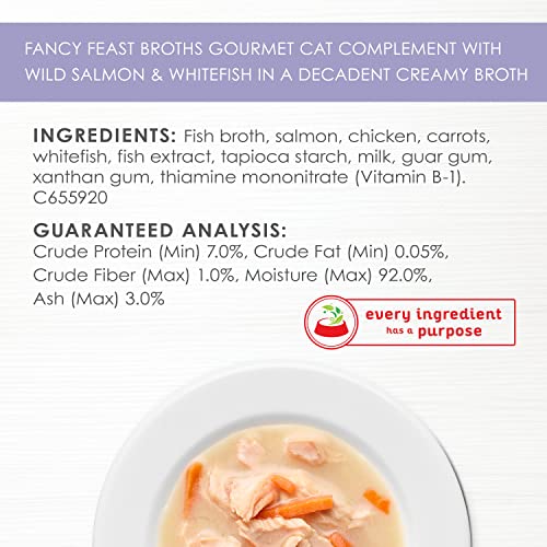 Purina Fancy Feast Limited Ingredient Wet Cat Food Complement, Broths Creamy With Wild Salmon
