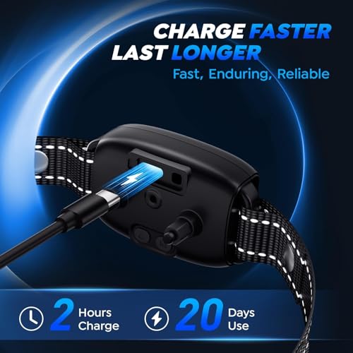 Dog Bark Collar for Large Medium Small Dogs,Smart Anti Barking Device with 4 Training Modes,Rechargeable IP67 Waterproof Barking Collar with 8 Adjustable Sensitivity (Black)