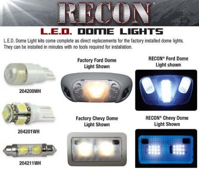 Recon Accessories 264167 Replacement LED Dome Light Set
