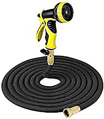 Mickeyattraction 100FT/ 150FT Magic Stretch Flexible Expandable Garden Hose Pipe Natural Triple Layer Tube & Solid Brass Fittings 9 Pattern Spray Nozzle US NON Kink Light Weight Water Hose (150FT)