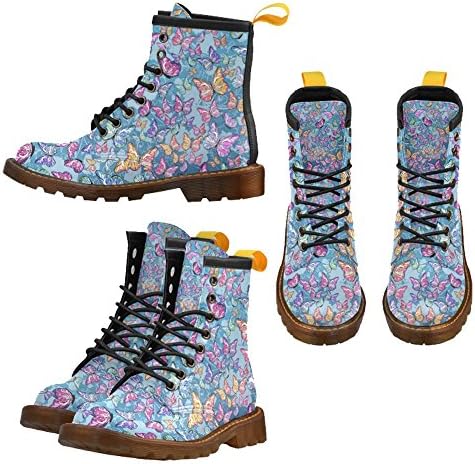 Blue Butterfly Marten Style Hiking Print Boots by Juleez