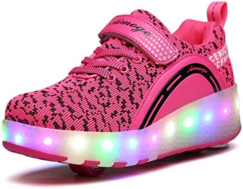VMATE LED Light Up Roller Skate Shoes Blink Double Wheel Fashion Sports Flashing Sneaker Boys Girls Kid