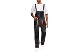 WORK IDEA Work Bib Overall for Men Workwear Casual Dungarees Jumpsuit with Big Cargo Pockets