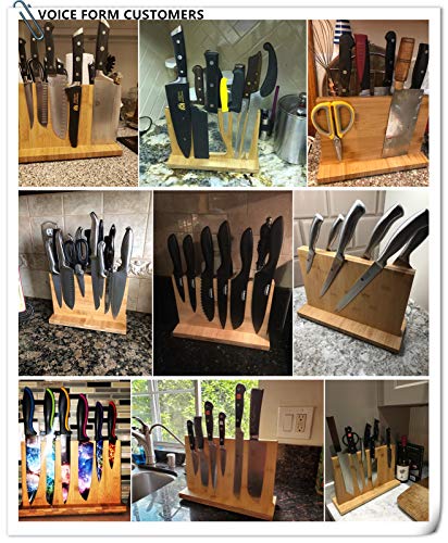 12 inch Magnetic Knife Block(Natural Bamboo),Knife Holder,Knife Organizer Block,Knife Dock,Cutlery Display Stand and Storage Rack,Large Capacity,Double Side Strongly Magnetic (12 inch,9 Magnets)