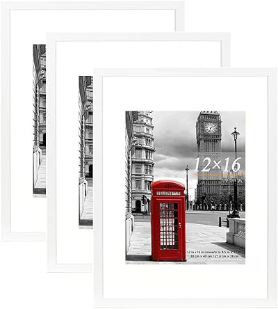 Scholor Tree 12x16 Inch Picture Frame Set of 3 White Plastic Wall Mountable