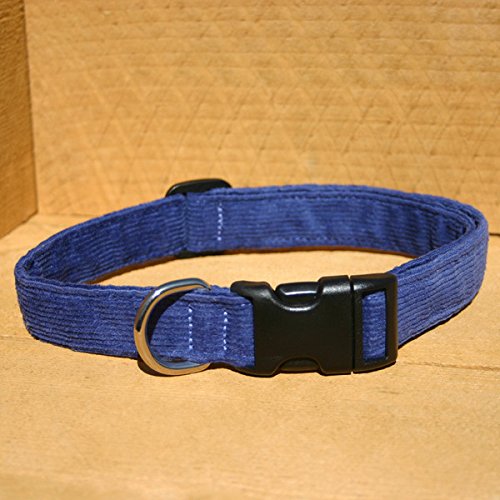 3/4" Blue Small Hemp Corduroy Dog Collar