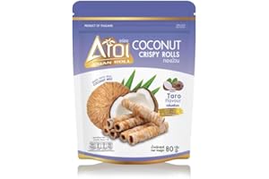 Aroi Coconut Crispy Rolls, Taro Flavor, 80g