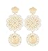 PHALIN JEWELRY Large Statement Dangle Earrings Bohemian Double Medallion Cutout Drop Earrings with Flower Earring Studs for Women Jewelry