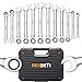 REXBETI 12-Piece Metric Ratcheting Wrench Set, 8-19MM, Chrome Vanadium Steel Combination Wrench Set With Durable Blow Mold Case