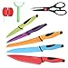 Thiroom 8-Piece Professional colorful Chef Knife Set Stainless Steel and a Non-Stick Coating with Comfort Grip Handles - Including 5 Cooking Knives, Kitchen Shears and a Vegetable Peeler