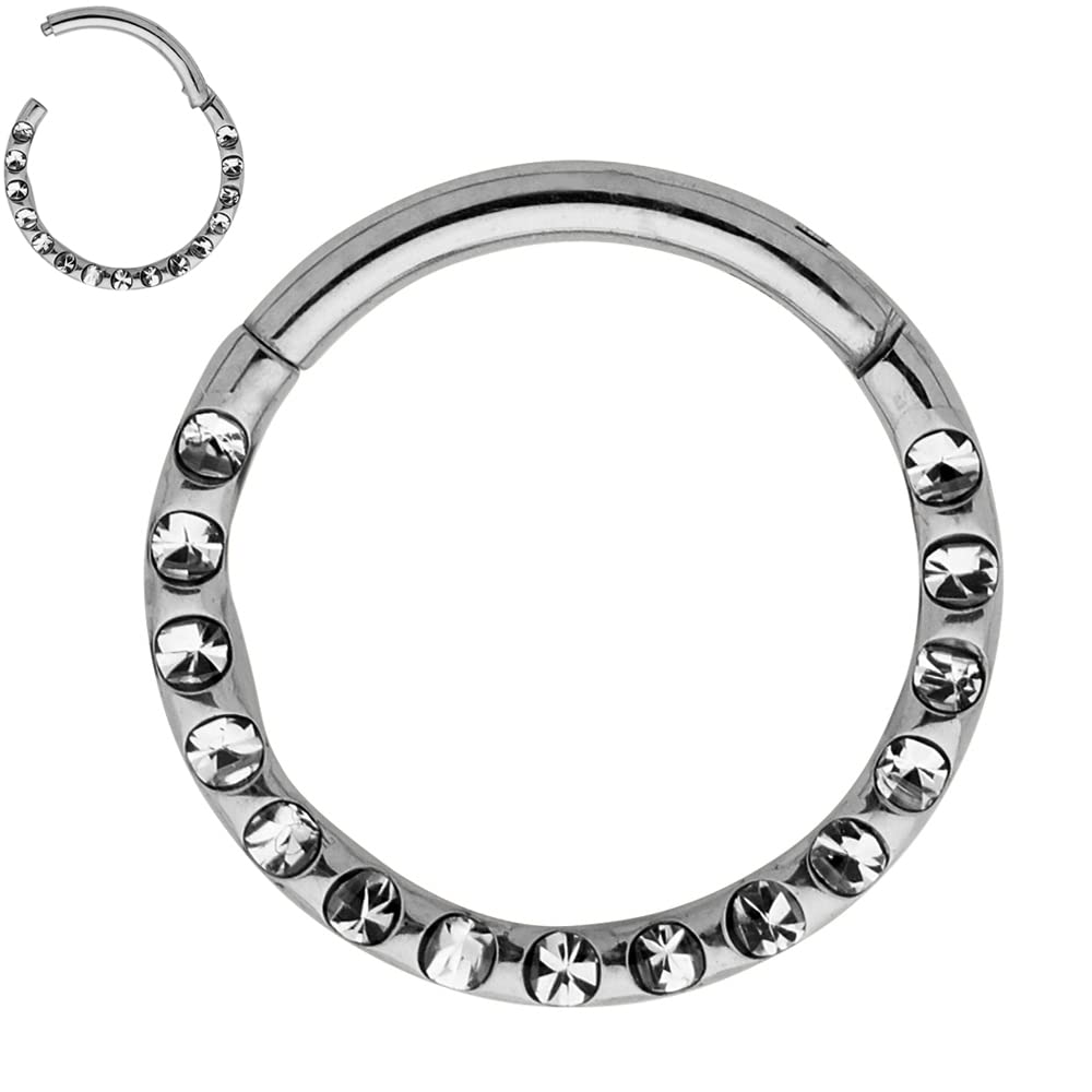 365 SLEEPERS (8mm) Titanium Implant Grade Gem Septum Jewelry Hinged Segment Ring Body Piercing Hoop Lip Rings Helix Cartilage Rook Sleeper Earrings