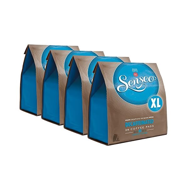 Senseo Kaffeepads Décafé / Entkoffeiniert, Reiches Aroma, Intensiv & Ausgewogen, Kaffee, neues Design, 4er Pack, 4 x 36…