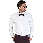 AZAR MAN Slim Fit Lay Down White French Cuff Tuxedo Dress Shirt Combo