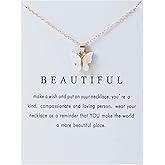 Dainty Colorful Butterfly Pendant Necklace for Women,Bohemian Acrylic Cute Butterfly Chain Necklace Retro Card Adjustable Insect Animal Necklaces Friends Female Necklace