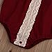 Dark Red Baby Girls Clothes Long Sleeve Lace Romper Jumpsuit Outfit (0-6 Months, B)