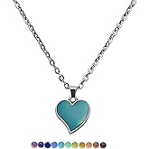 swqfzki Temperature Sensing Color Changing Pendant Necklace Love Heart Butterfly Turtle Dolphin Moon Star Mood Necklace for Girl Women Gift