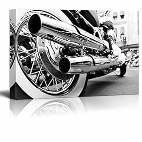 Vintage Style Motorcycle Exhaust Pipes - Canvas Art