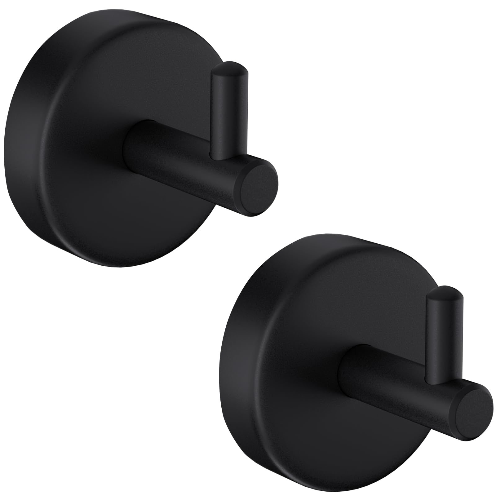 QNIIAED 2 Pack Towel Hooks for Bathrooms,Stainless Steel Door Hook Screw in for Coat Robe(Matte Black)