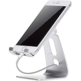 Amazon Basics Adjustable Aluminum Cell Phone Desk Stand for iPhone and Android, Silver