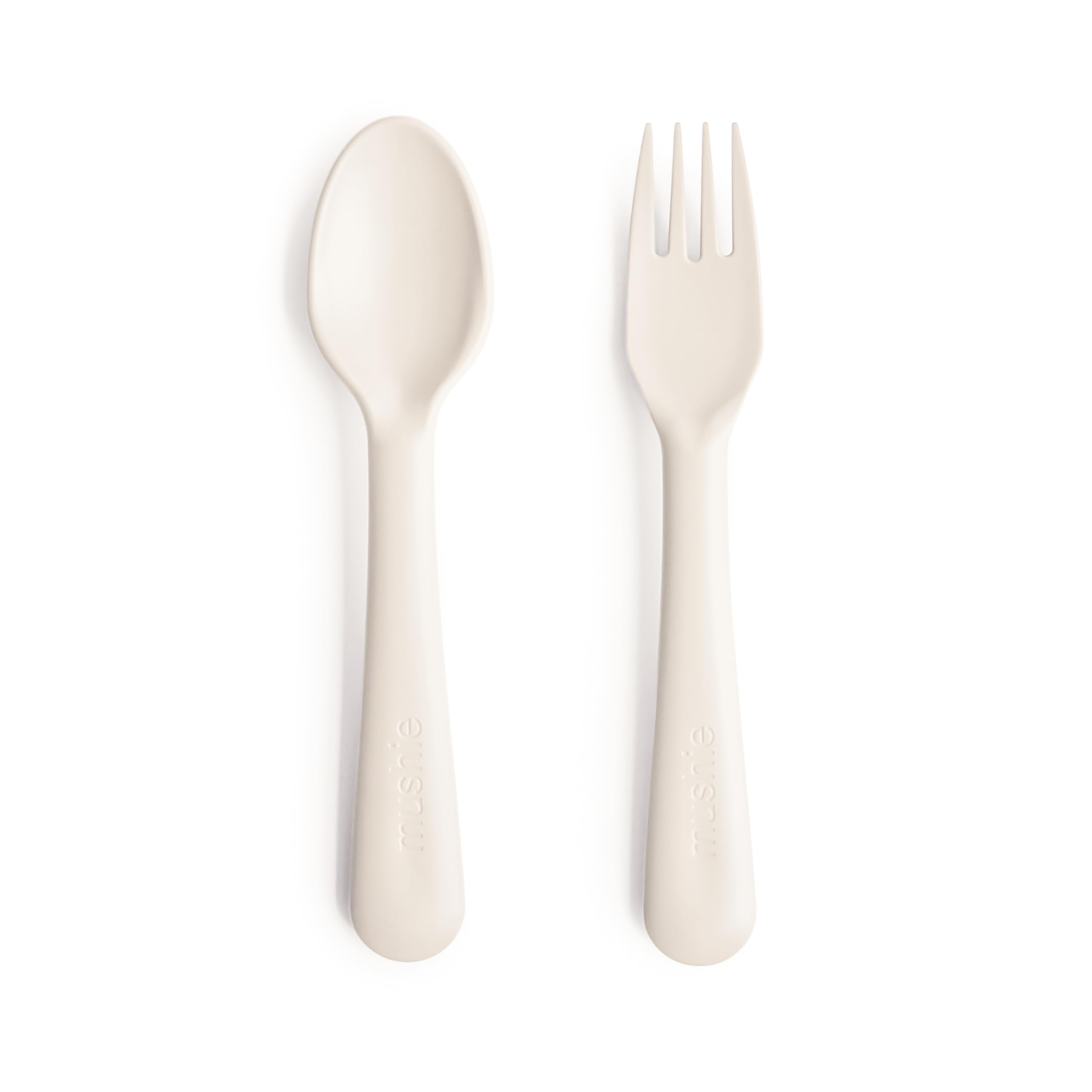 Mushie Fork and Spoon Set for Kids | Flatware Cutlery | 1x Set of Dinnerware Pieces | Reuseable | Dishwasher- and Microwave Safe | Easy for Baby or Child to Hold | Made in Denmark (Ivory) — image 1