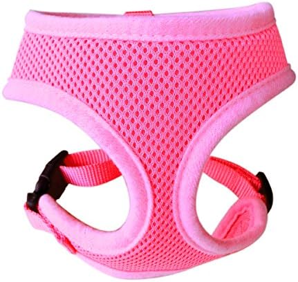 FUNPET Soft Mesh Dog Harness No Pull Comfort Padded Vest for Small Pet Cat and Puppy Pink S