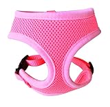 FUNPET Soft Mesh Dog Harness No Pull Comfort Padded Vest for Small Pet Cat and Puppy Pink XS