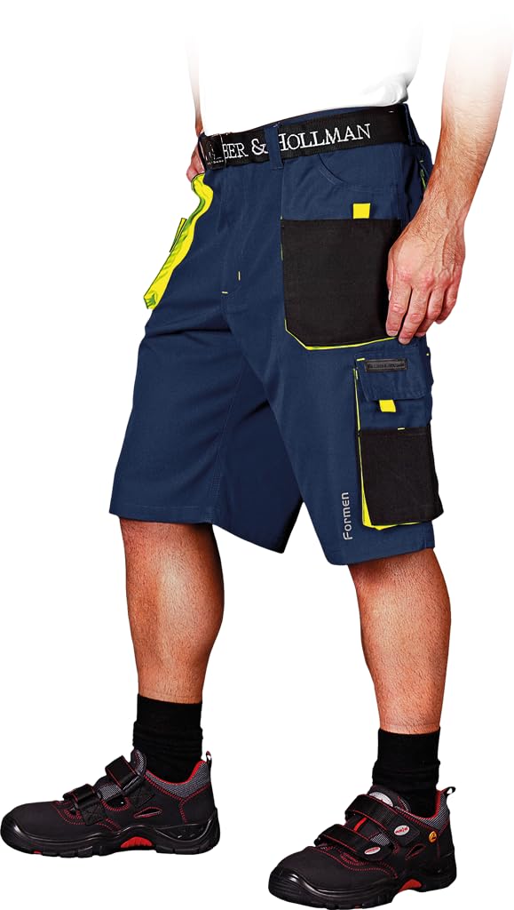 Leber&Hollman LH-FMN-TS_GBYXXXL Formen Protective Short Trousers, Navy-Black-Yellow, XXXL Size