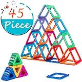 COSSY Magnet Tiles Building Block 45 PCs, Magnetic Stick and Stack Set for girls and boys, Perfect STEM Educational Toys for Kids Children, Multicoloured