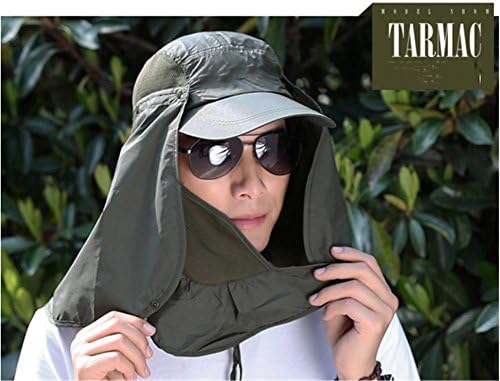 Surborder Shop Protection Sun Cap, Flap Hats, Man Women Folding UPF 50+ Sun Caps Adults Removable Neck &amp; Face Flap Cover Caps for Baseball,Backpacking,Cycling,Hiking (Brown)
