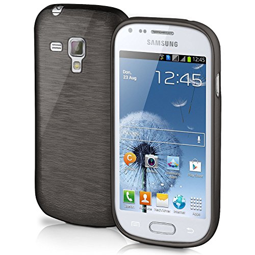 Galaxy S Duos Case, S Duos 2 Case, OneFlow [Brushed Series Design] Liquid Silicone Case for Samsung Galaxy S Duos / 2 Shockproof Case Soft Back Cover Non Slip Grip - SLATE-BLACK