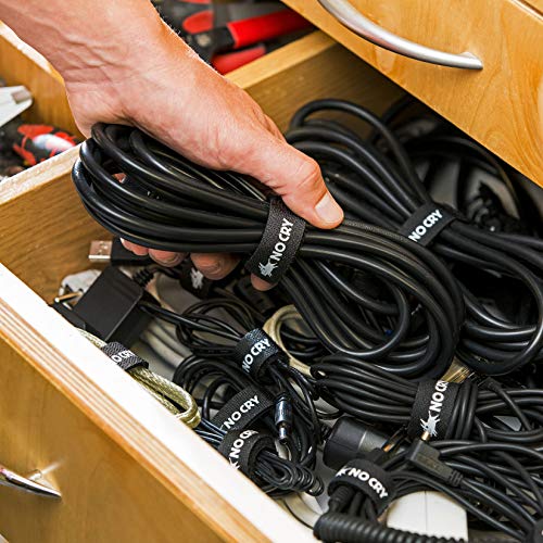 image for NoCry 154-pc Cable Organizer Kit - Includes 4 Black Wire Sleeves, 50 C