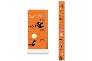 NUSTILA Halloween Baby Height Growth Chart - Canvas Height Chart for Kids Baby Child Toddler Boys Girls Growth Chart for Wall Room Nursery Decor Hangable and Removable Measuring Wall Ruler (C, Black Wood)