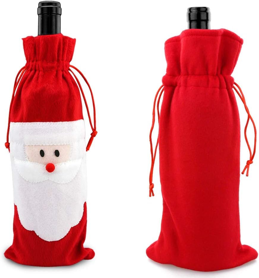 Ragetorc Deals&Bargain, Christmas Wine Bottle Bag Gift Wrap Drawstring Pouch Dinner Party Xmas Drink Pouch Decor (1 Pack)